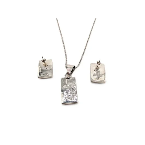 Authentic Patricia Becenti Navajo Inlay Necklace & Earring Set Mosaic Jewelry**